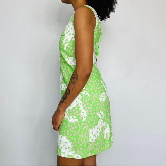 Lilly Pulitzer Pink‎ Label Lime Green Pink Polka Dot Not too Crabby Mini Dress - Picture 2 of 5
